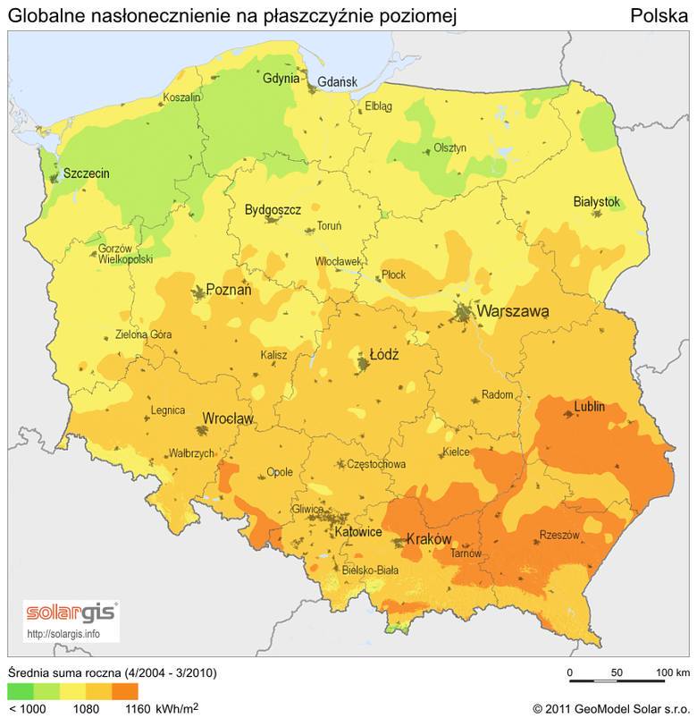 fotowoltaika lubelskie mapa nasłonecznienia Polski